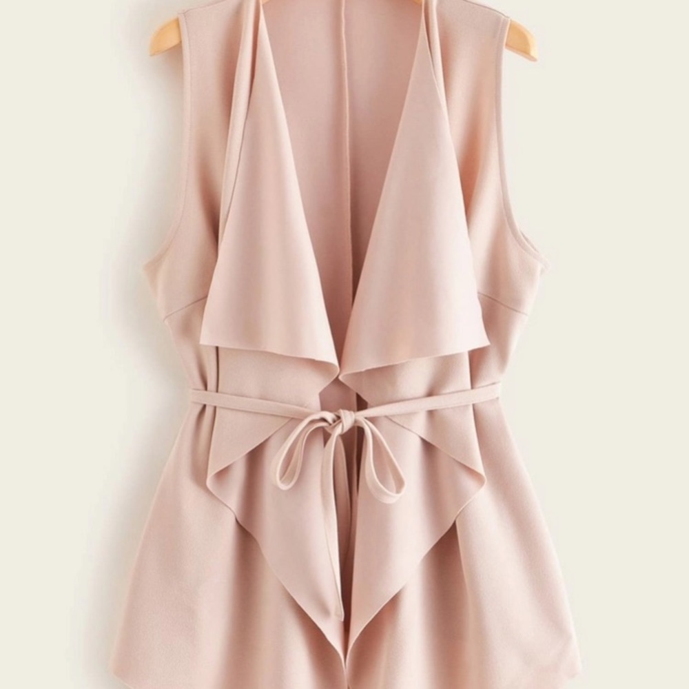 Shein waterfall neck belted vest coat